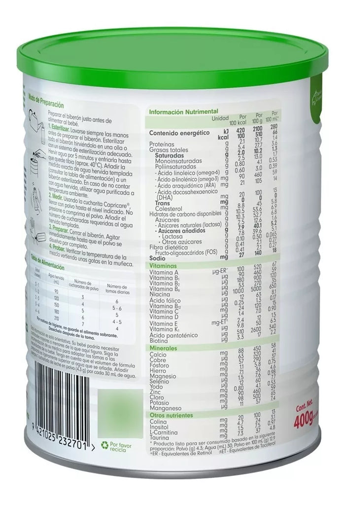 Capricare 1 Formula Para Lactantes C/400g.